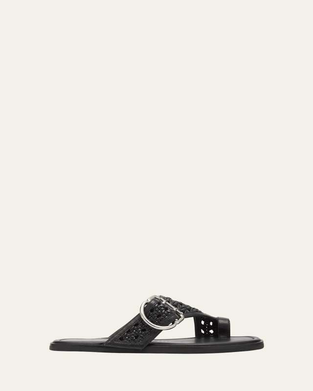 Leather Macrame Z-Strap Slide Sandals